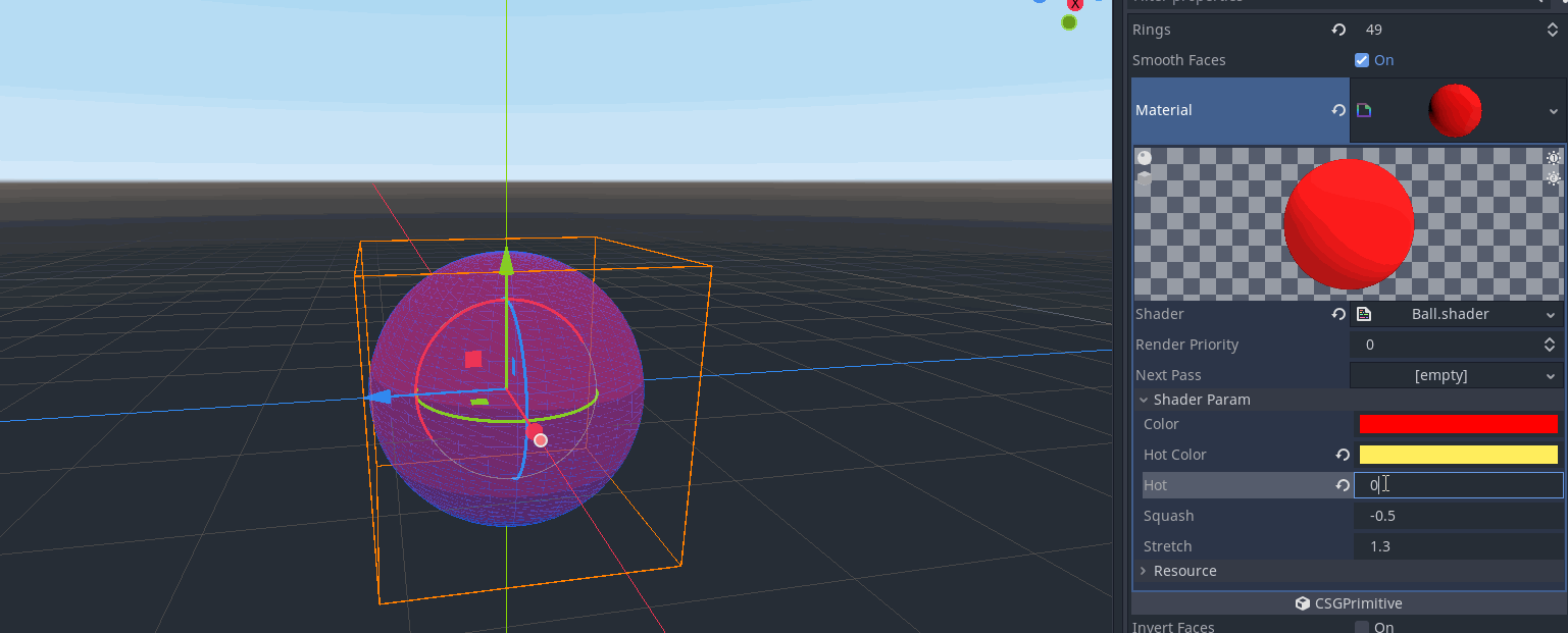 The ball material was later simplified when it was ported to Godot.