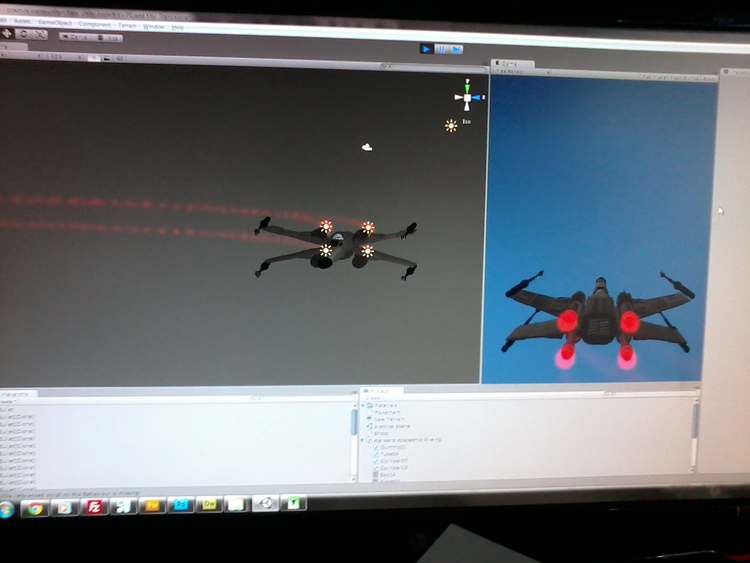 My very first experience with Unity. The X-Wing model was placeholder.